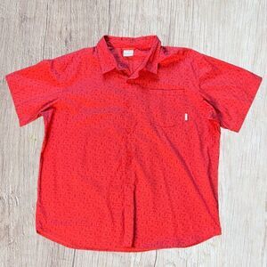Columbia Red Shirt Mens Short Sleeve Button Up Fishing Camp‎ Size XXL